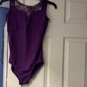 Purple Lace-Trim Women's Leotard